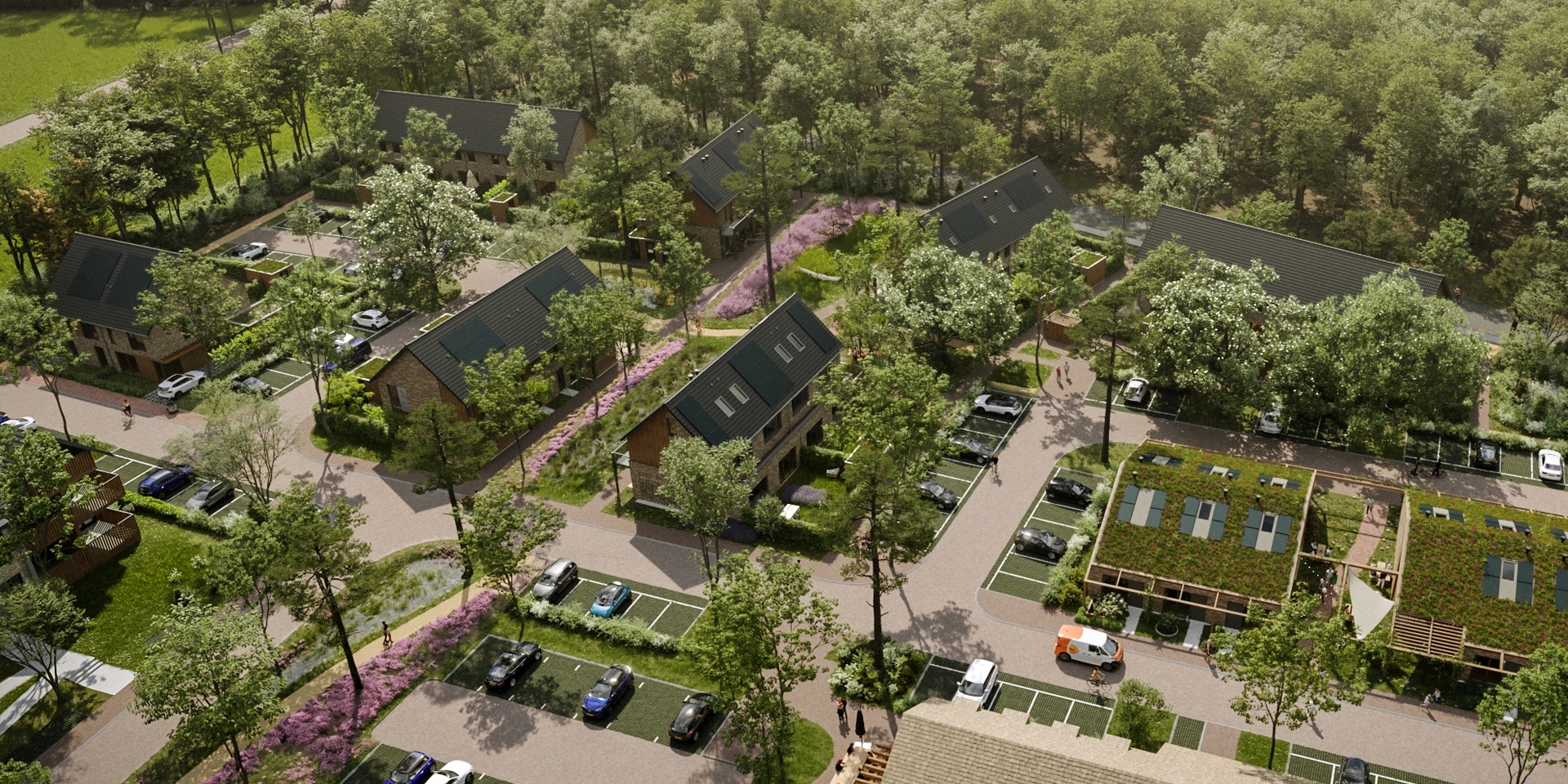 Vogelvlucht van de woningen van Bos & Buur