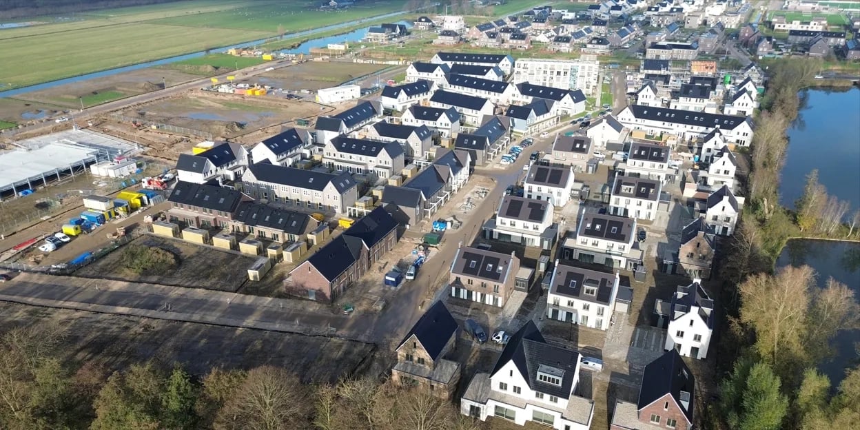 Vogelvlucht van de wijk borg & buiten in Parijsch Culemborg