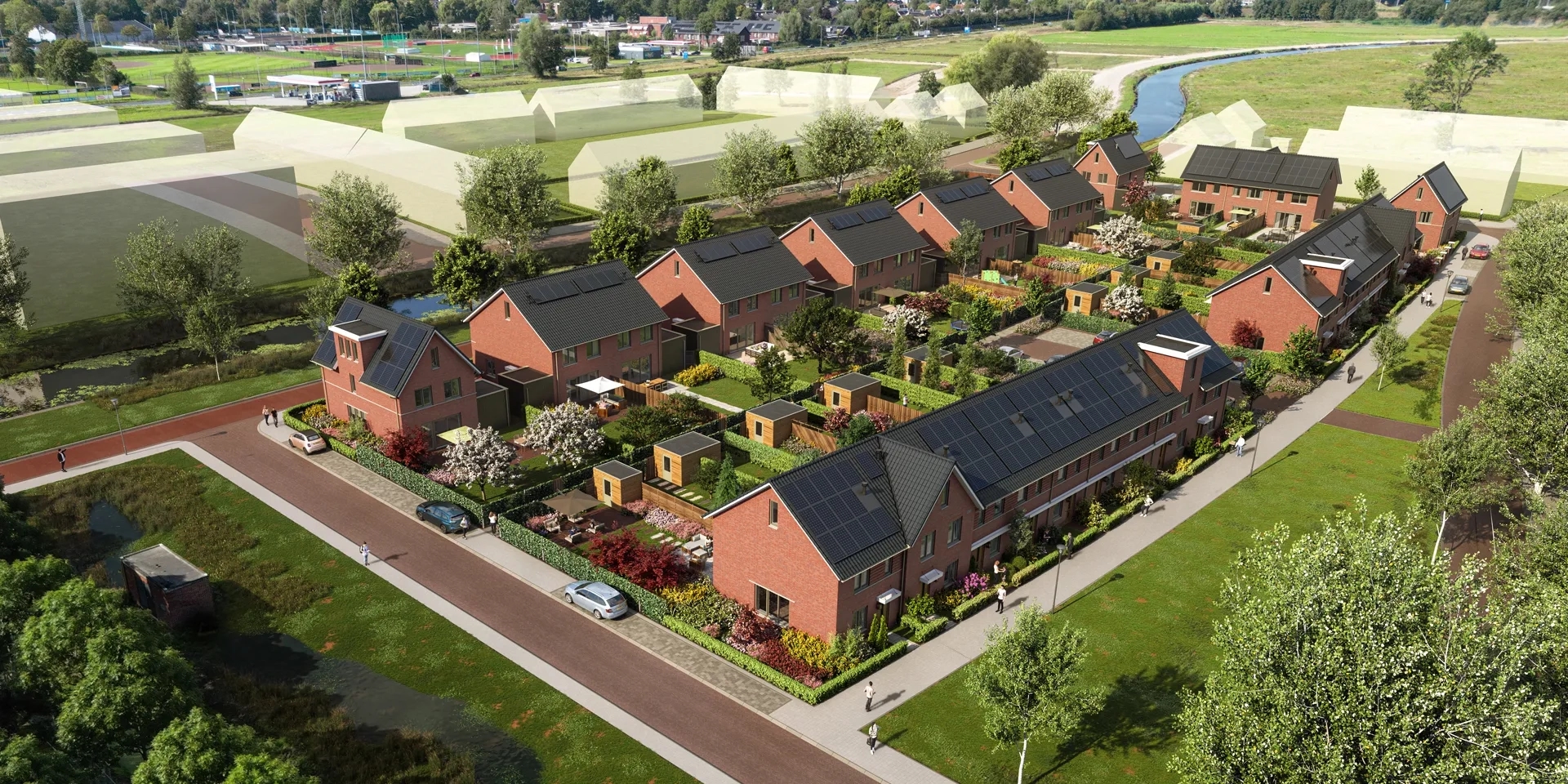 Vogevlucht van de nieuwe buurt Buiten in Veenendaal Groenpoort