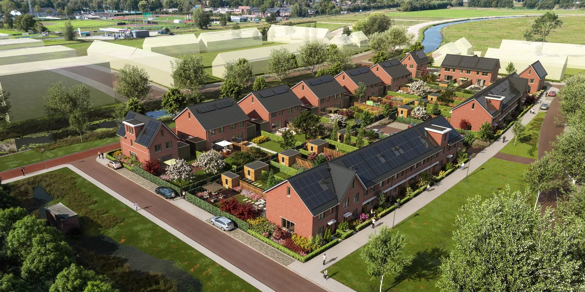 Vogevlucht van de nieuwe buurt Buiten in Veenendaal Groenpoort
