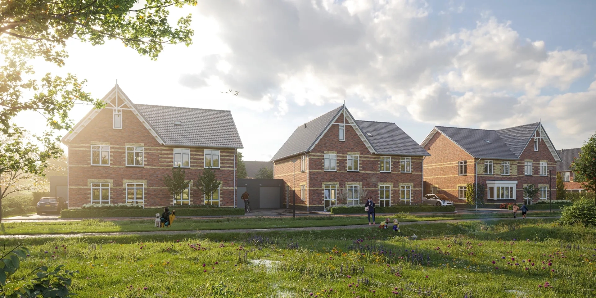 Tweekappers met groenstrook ervoor