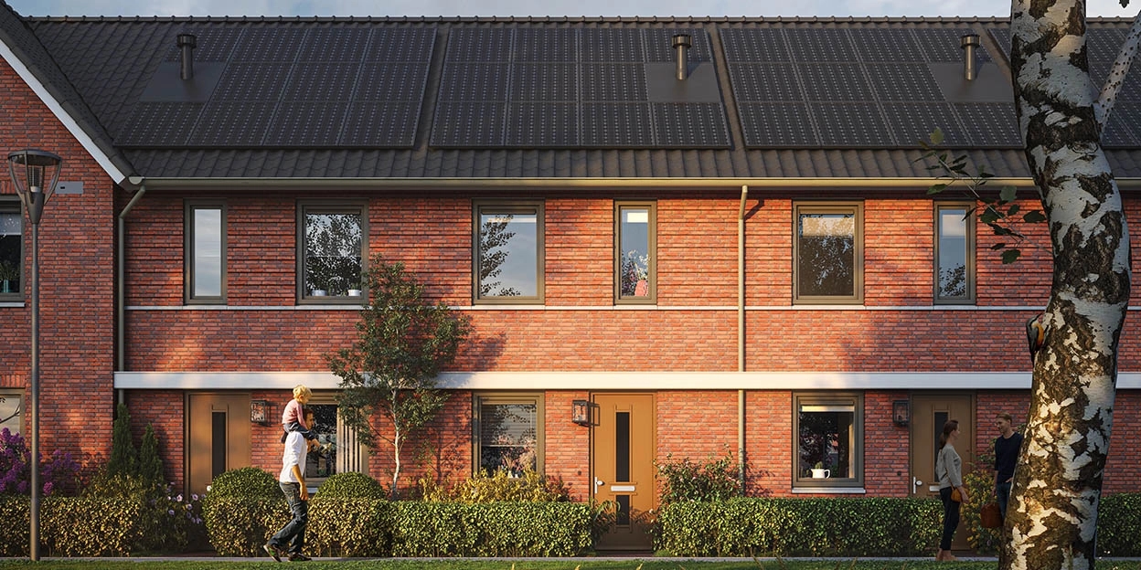 Zonnepanelen op dak van nieuwbouwwoning